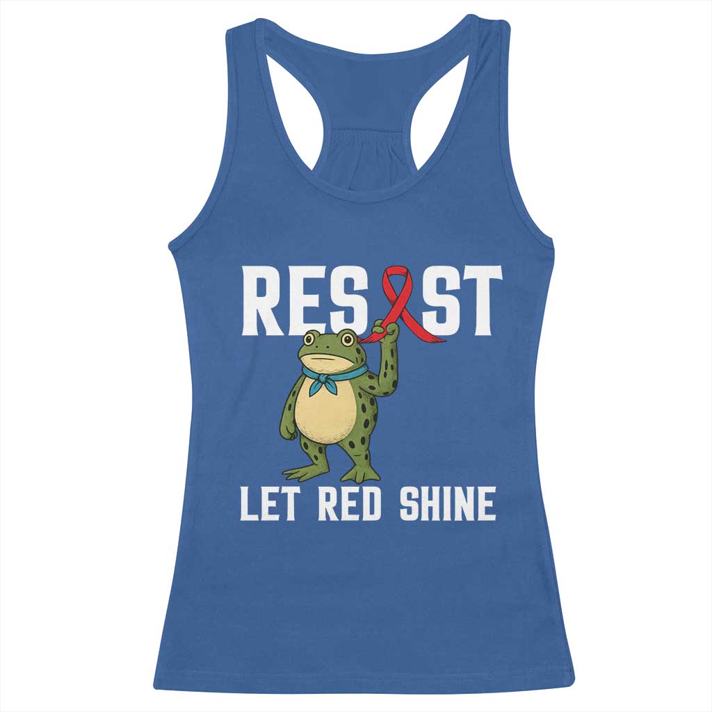 Resist Frog AIDS Awareness Racerback Tank Top Funny Portland Activist Meme HIV Support Red Ribbon - Wonder Print Shop