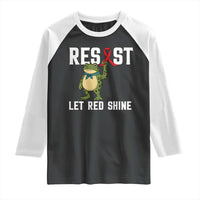Resist Frog AIDS Awareness Raglan Shirt Funny Portland Activist Meme HIV Support Red Ribbon - Wonder Print Shop