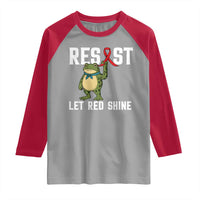 Resist Frog AIDS Awareness Raglan Shirt Funny Portland Activist Meme HIV Support Red Ribbon - Wonder Print Shop