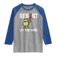 Resist Frog AIDS Awareness Raglan Shirt Funny Portland Activist Meme HIV Support Red Ribbon - Wonder Print Shop