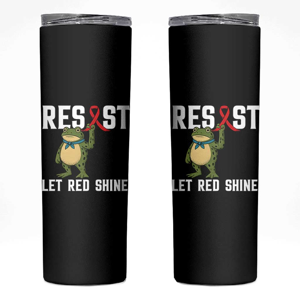 Resist Frog AIDS Awareness Skinny Tumbler Funny Portland Activist Meme HIV Support Red Ribbon - Wonder Print Shop