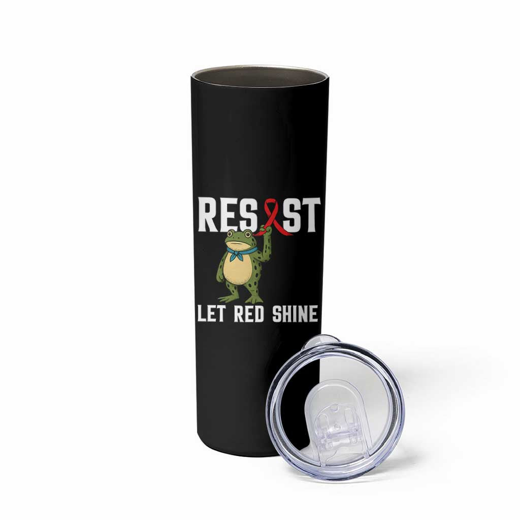 Resist Frog AIDS Awareness Skinny Tumbler Funny Portland Activist Meme HIV Support Red Ribbon - Wonder Print Shop