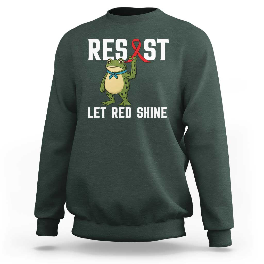 Resist Frog AIDS Awareness Sweatshirt Funny Portland Activist Meme HIV Support Red Ribbon - Wonder Print Shop