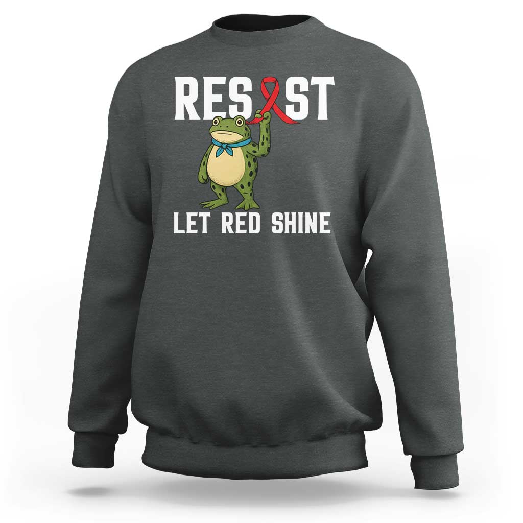Resist Frog AIDS Awareness Sweatshirt Funny Portland Activist Meme HIV Support Red Ribbon - Wonder Print Shop
