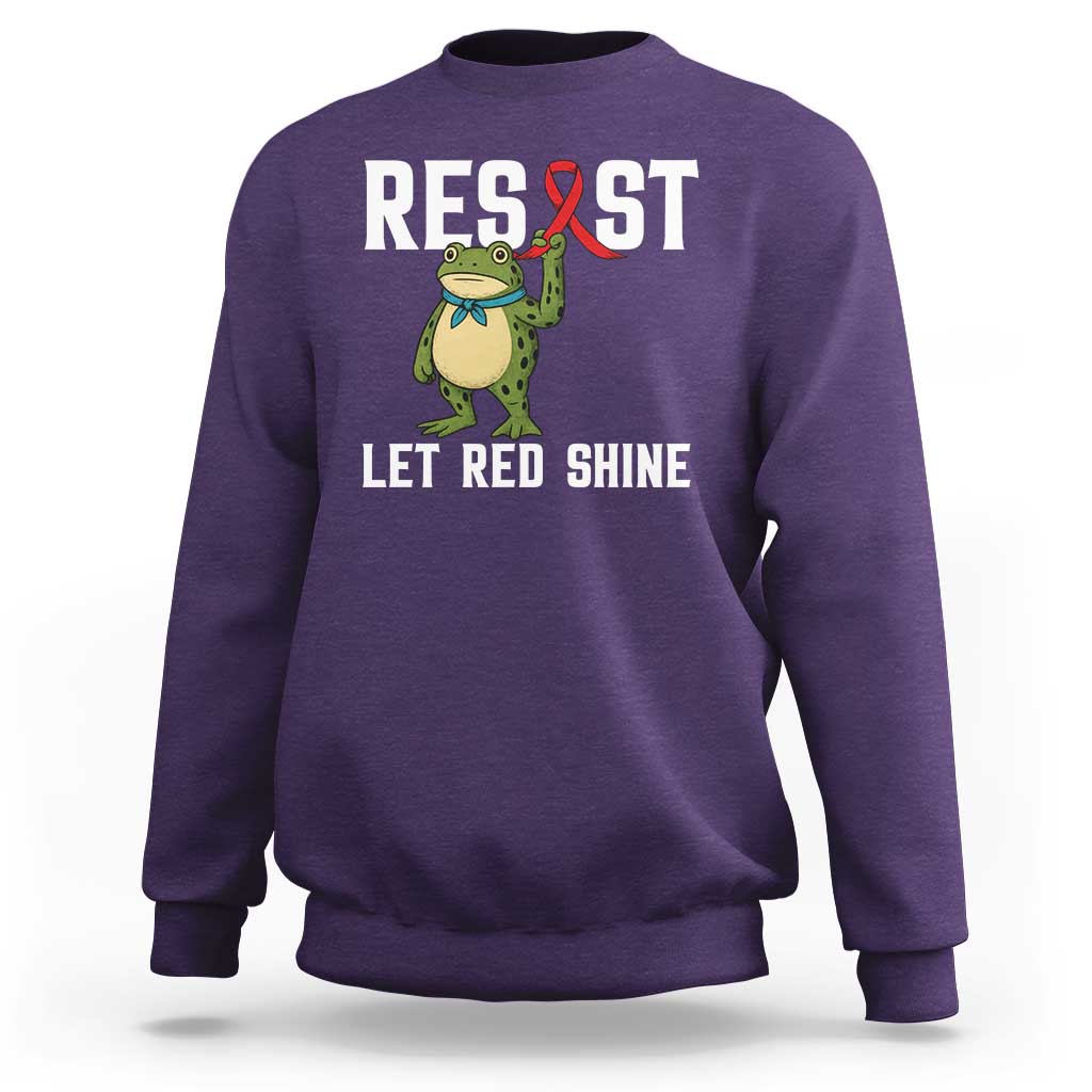 Resist Frog AIDS Awareness Sweatshirt Funny Portland Activist Meme HIV Support Red Ribbon - Wonder Print Shop