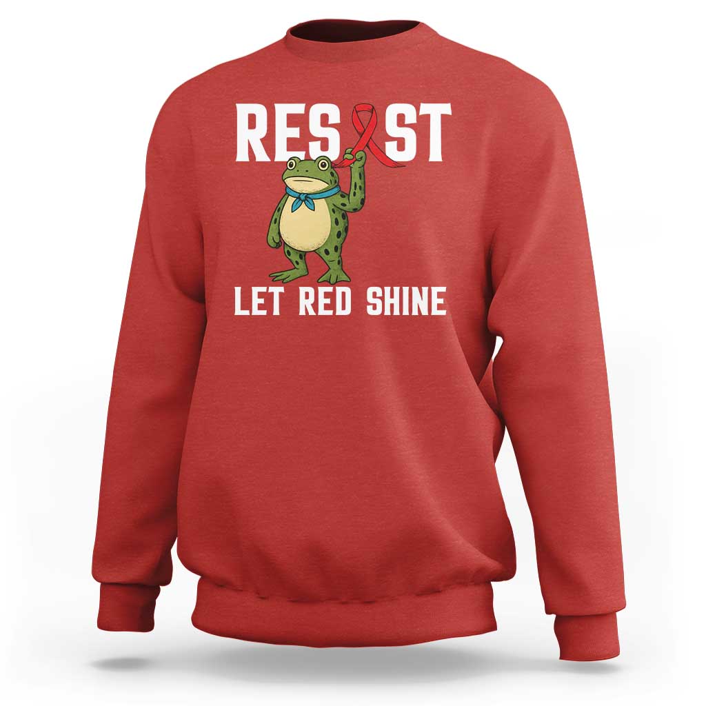 Resist Frog AIDS Awareness Sweatshirt Funny Portland Activist Meme HIV Support Red Ribbon - Wonder Print Shop