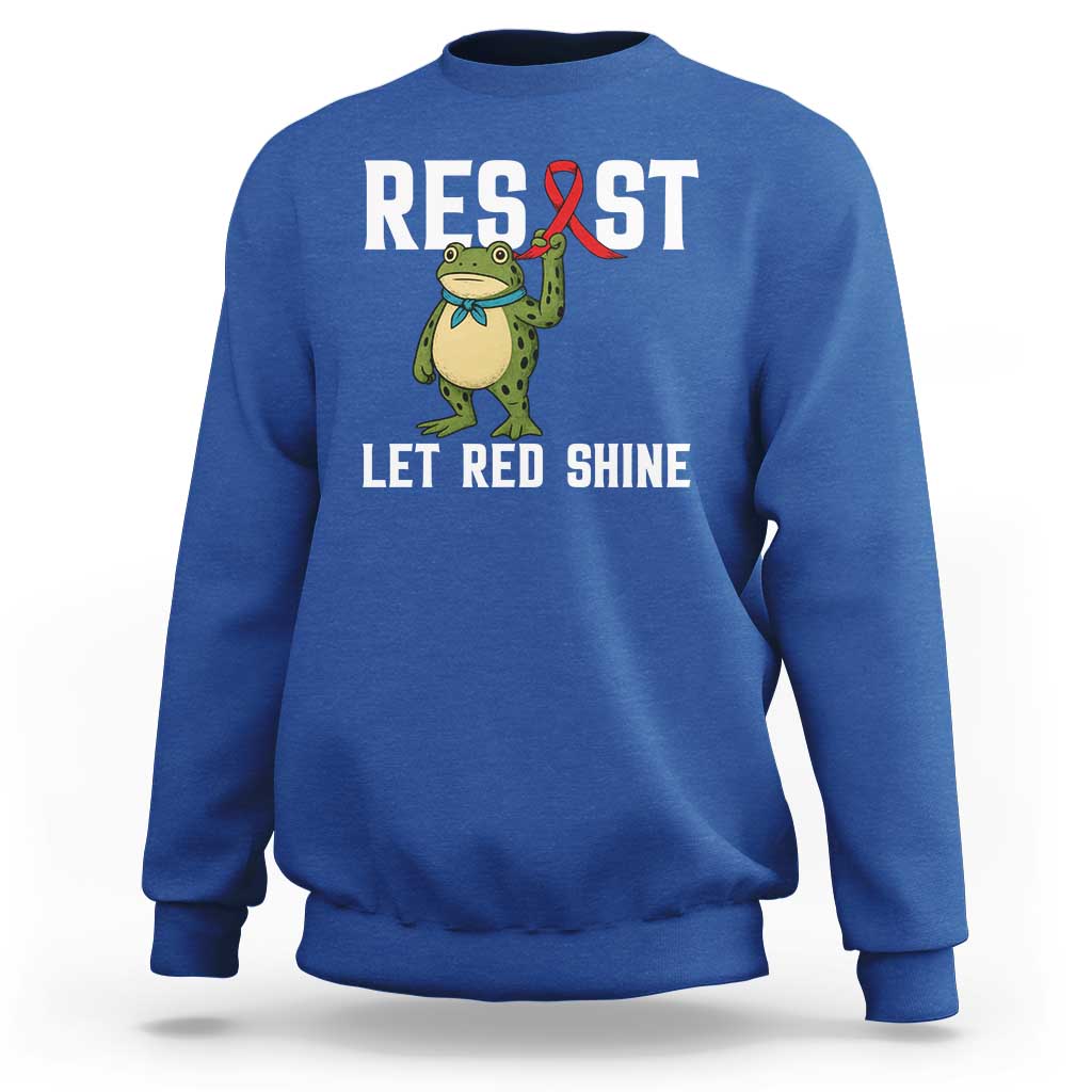 Resist Frog AIDS Awareness Sweatshirt Funny Portland Activist Meme HIV Support Red Ribbon - Wonder Print Shop