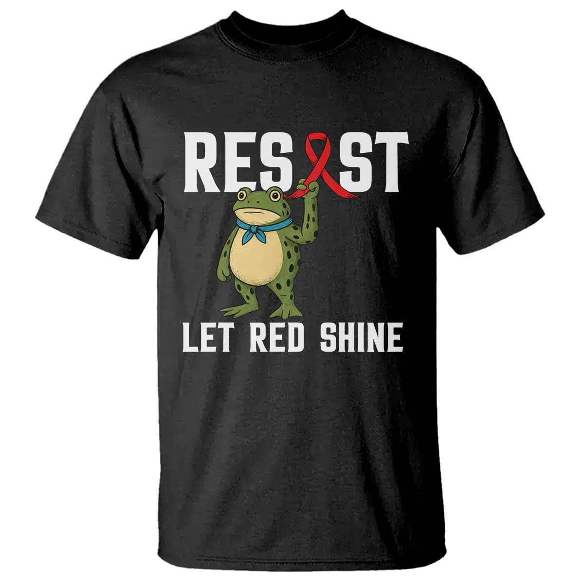Resist Frog AIDS Awareness T Shirt Funny Portland Activist Meme HIV Support Red Ribbon - Wonder Print Shop