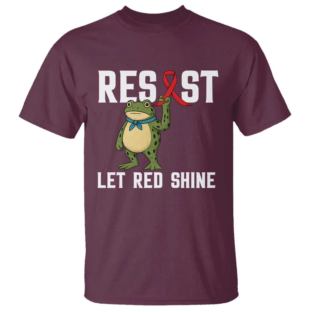 Resist Frog AIDS Awareness T Shirt Funny Portland Activist Meme HIV Support Red Ribbon - Wonder Print Shop