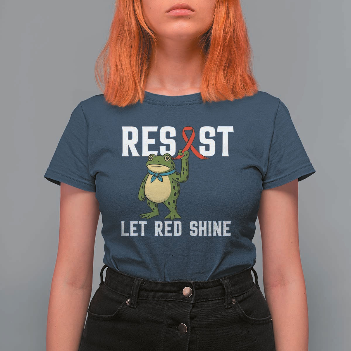 Resist Frog AIDS Awareness T Shirt For Women Funny Portland Activist Meme HIV Support Red Ribbon - Wonder Print Shop
