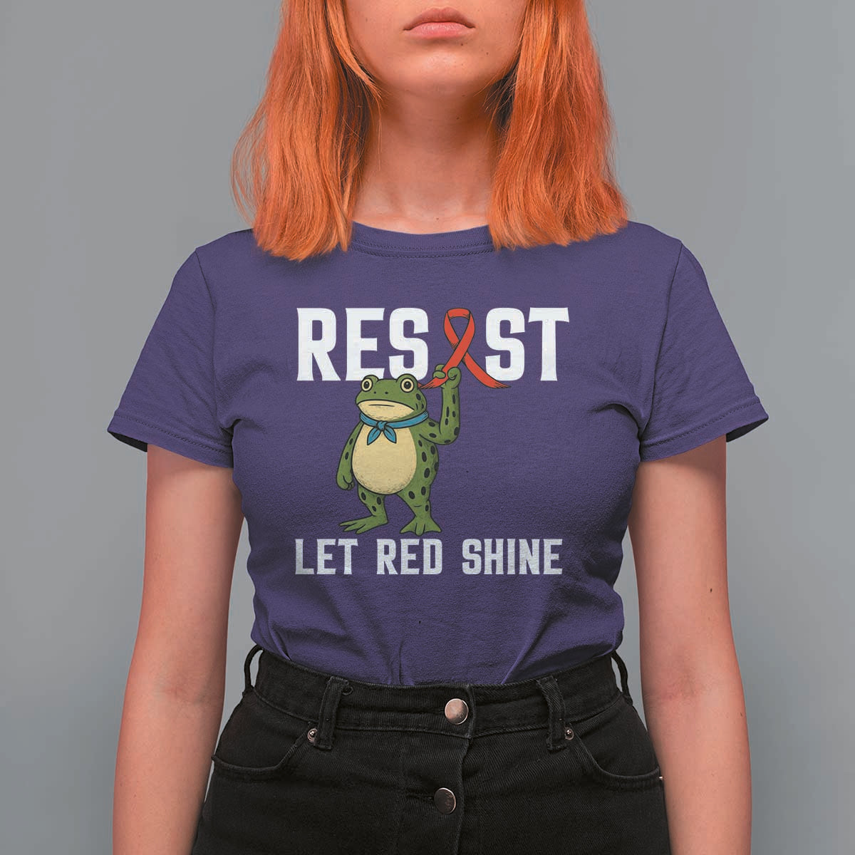 Resist Frog AIDS Awareness T Shirt For Women Funny Portland Activist Meme HIV Support Red Ribbon - Wonder Print Shop