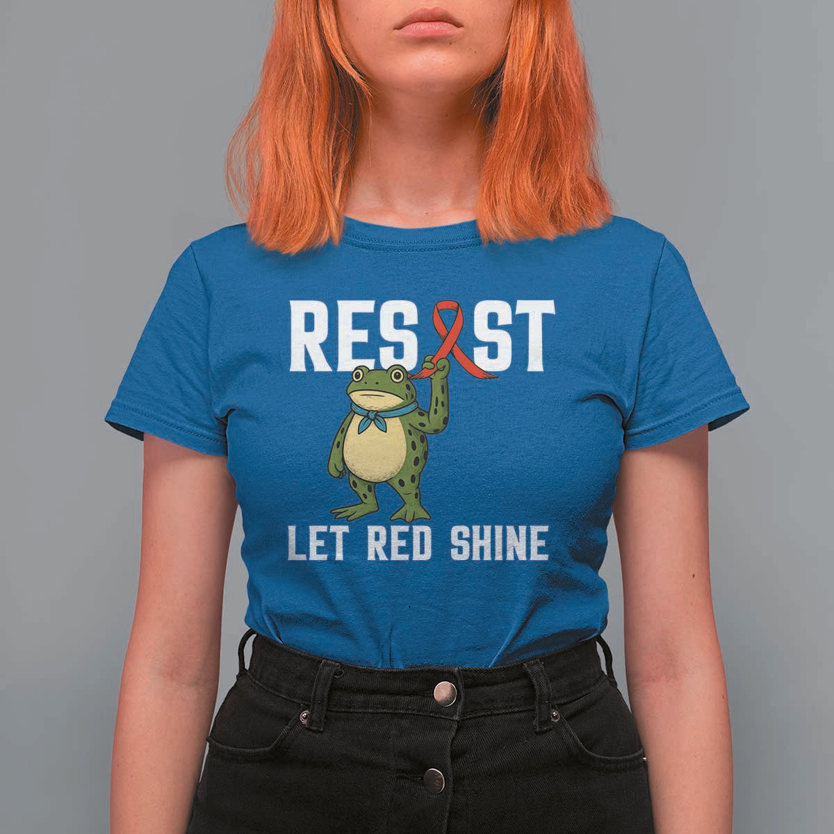 Resist Frog AIDS Awareness T Shirt For Women Funny Portland Activist Meme HIV Support Red Ribbon - Wonder Print Shop
