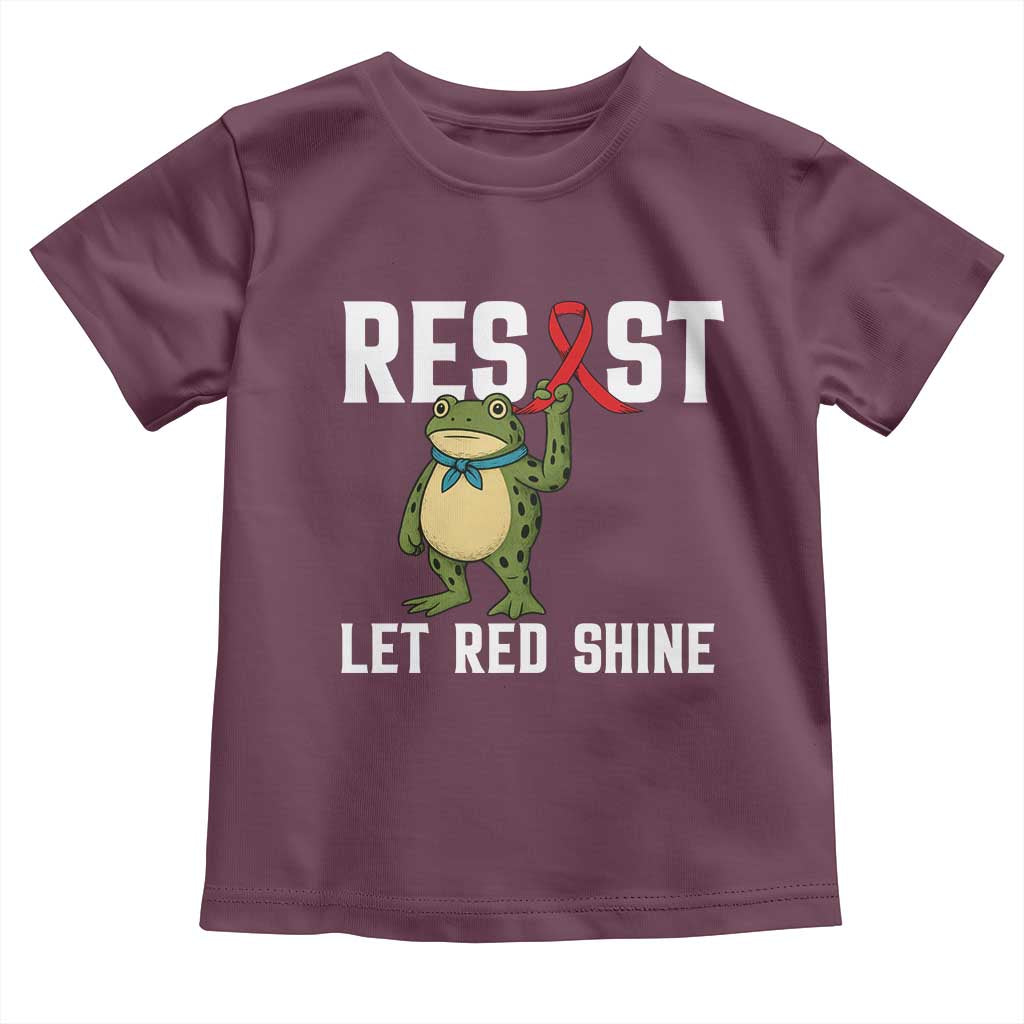 Resist Frog AIDS Awareness Toddler T Shirt Funny Portland Activist Meme HIV Support Red Ribbon - Wonder Print Shop