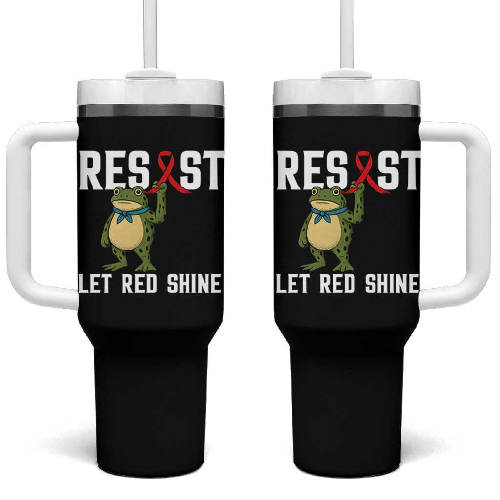 Resist Frog AIDS Awareness Tumbler With Handle Funny Portland Activist Meme HIV Support Red Ribbon - Wonder Print Shop