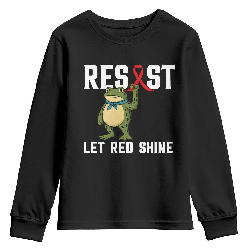 Resist Frog AIDS Awareness Youth Sweatshirt Funny Portland Activist Meme HIV Support Red Ribbon - Wonder Print Shop