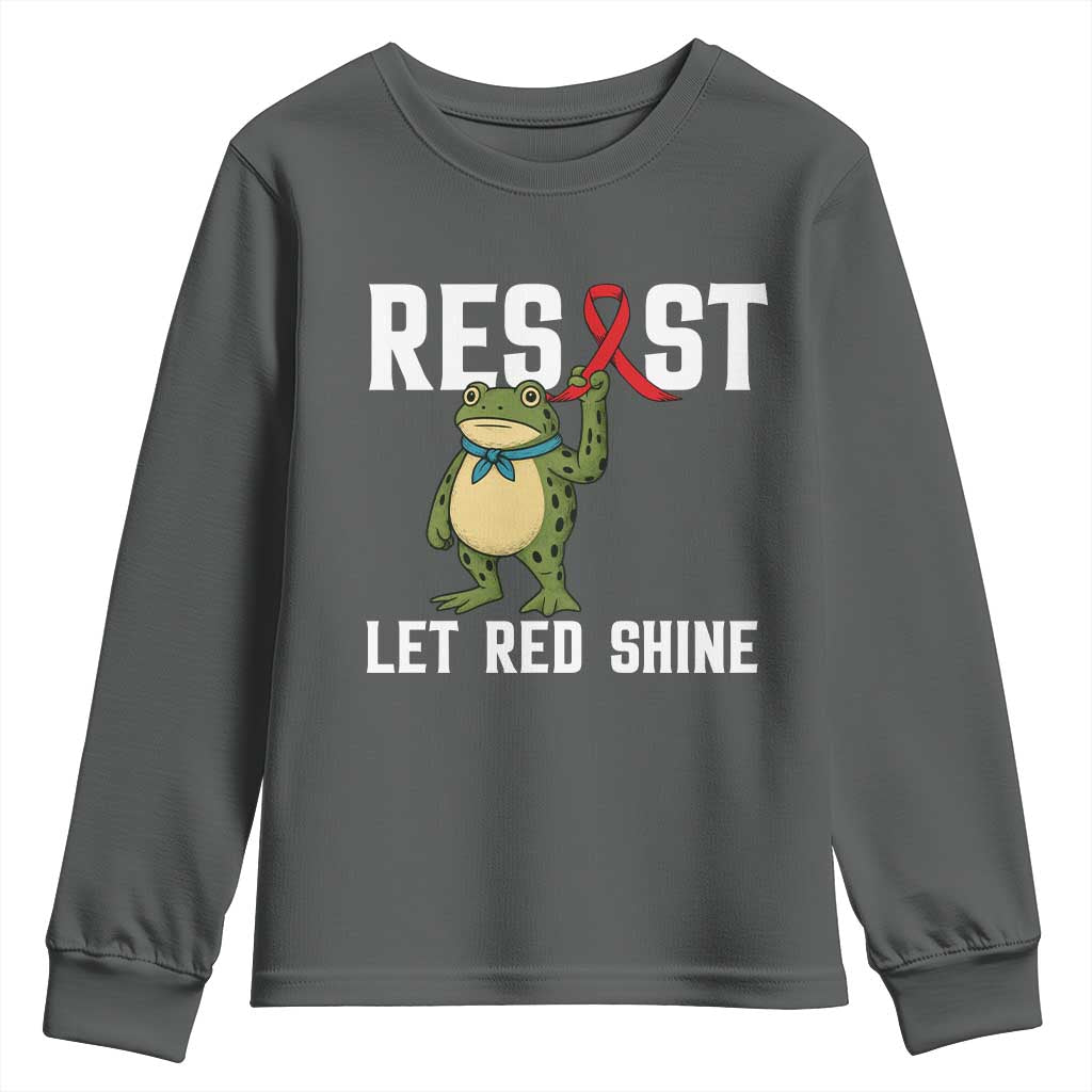 Resist Frog AIDS Awareness Youth Sweatshirt Funny Portland Activist Meme HIV Support Red Ribbon - Wonder Print Shop