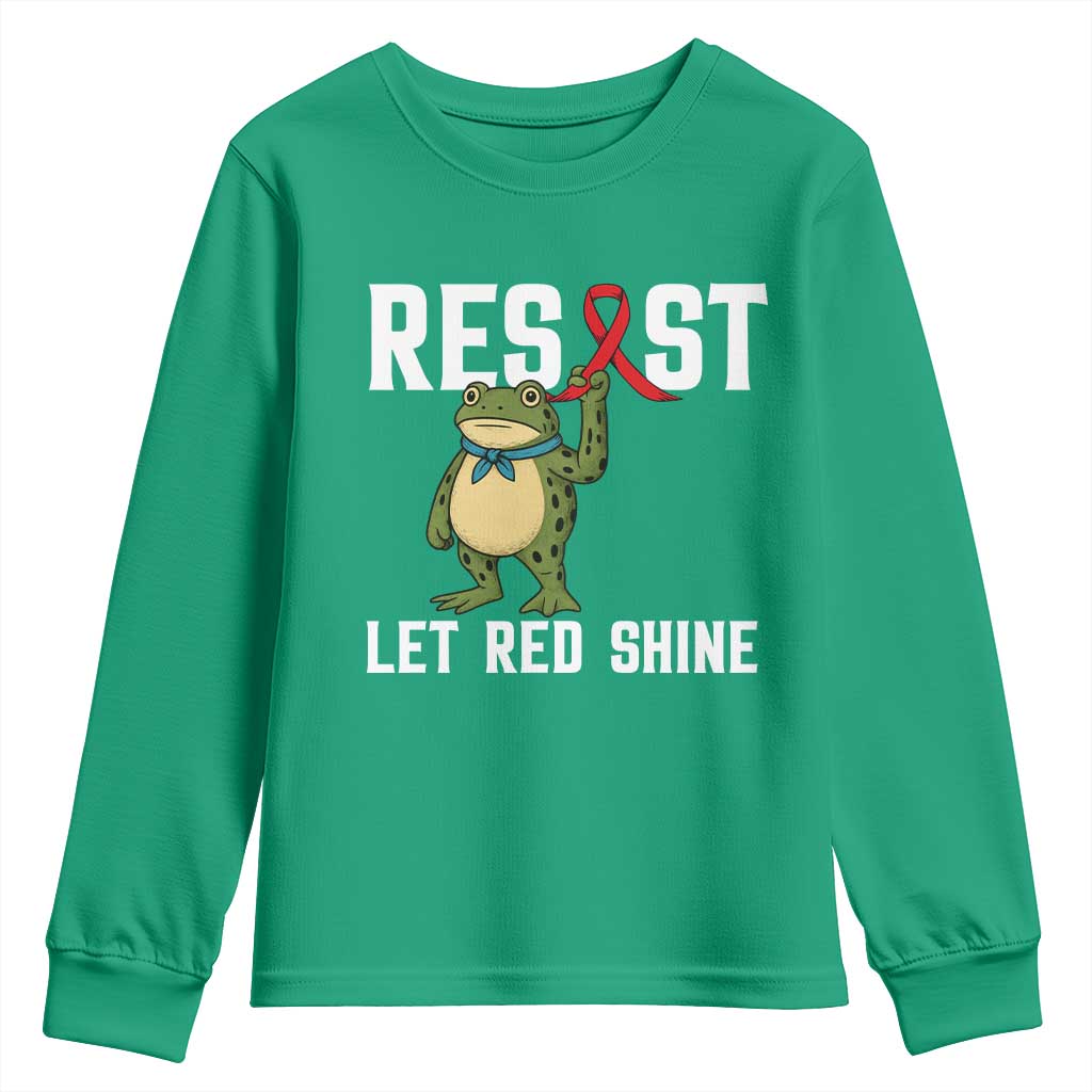 Resist Frog AIDS Awareness Youth Sweatshirt Funny Portland Activist Meme HIV Support Red Ribbon - Wonder Print Shop