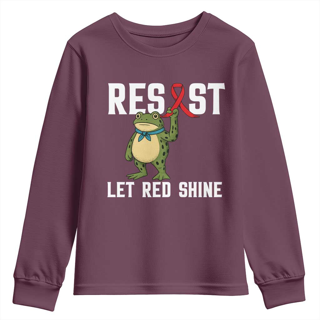 Resist Frog AIDS Awareness Youth Sweatshirt Funny Portland Activist Meme HIV Support Red Ribbon - Wonder Print Shop