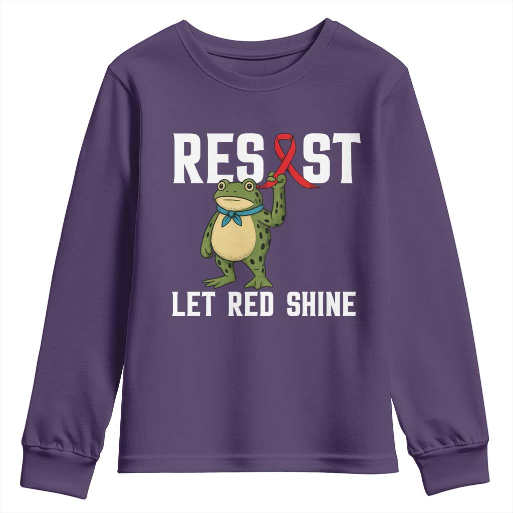 Resist Frog AIDS Awareness Youth Sweatshirt Funny Portland Activist Meme HIV Support Red Ribbon - Wonder Print Shop