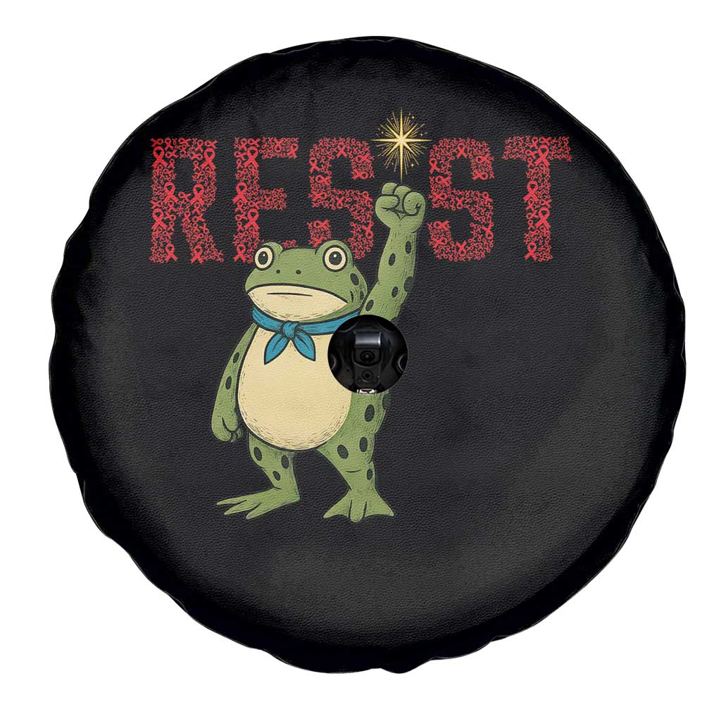 Resist Frog AIDS Awareness Spare Tire Cover Portland Activist Political Meme HIV Support Red Ribbon - Wonder Print Shop