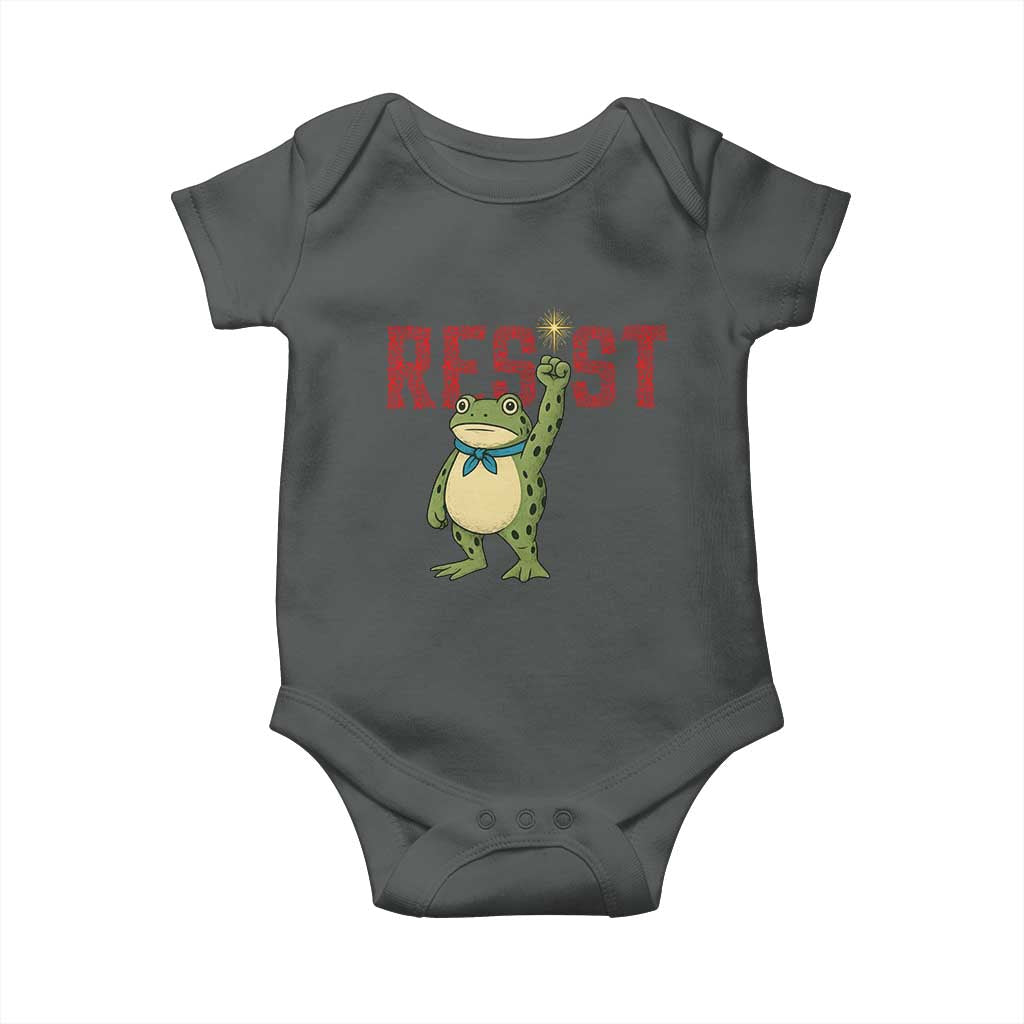 Resist Frog AIDS Awareness Baby Onesie Portland Activist Political Meme HIV Support Red Ribbon - Wonder Print Shop