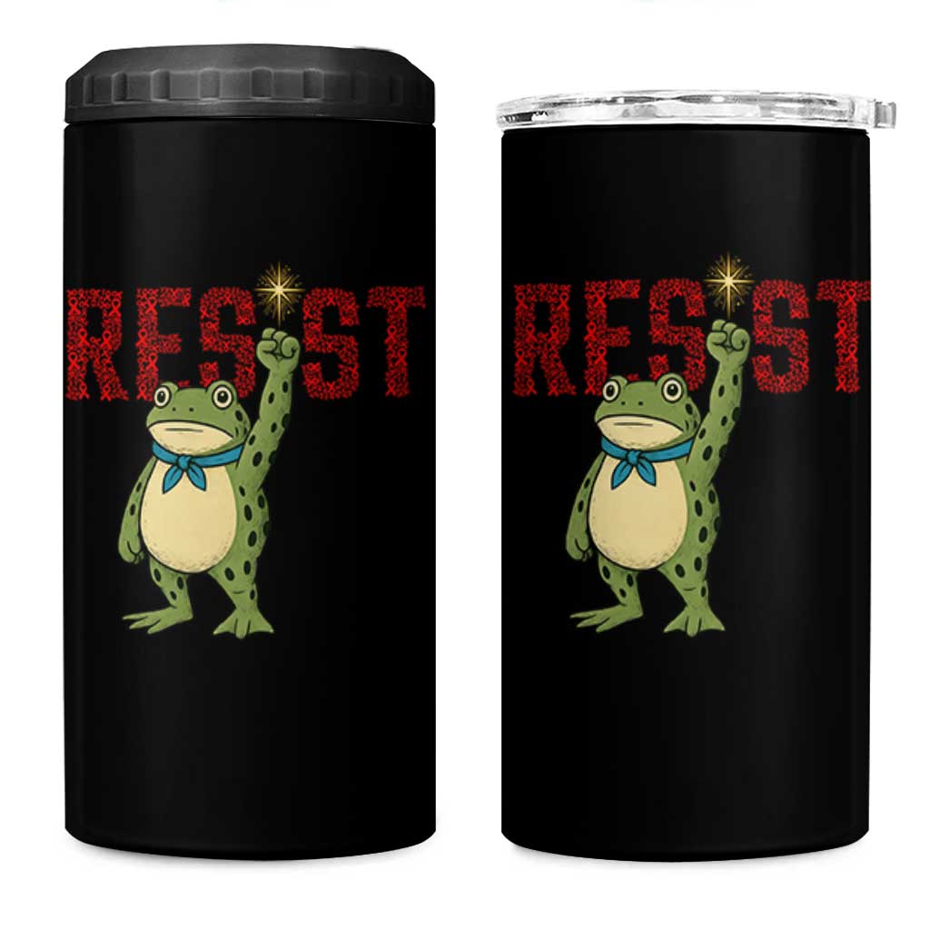 Resist Frog AIDS Awareness 4 in 1 Can Cooler Tumbler Portland Activist Political Meme HIV Support Red Ribbon - Wonder Print Shop