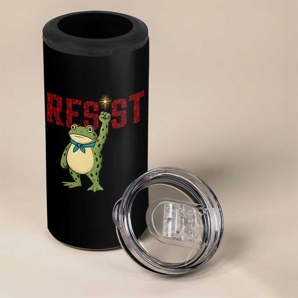 Resist Frog AIDS Awareness 4 in 1 Can Cooler Tumbler Portland Activist Political Meme HIV Support Red Ribbon - Wonder Print Shop