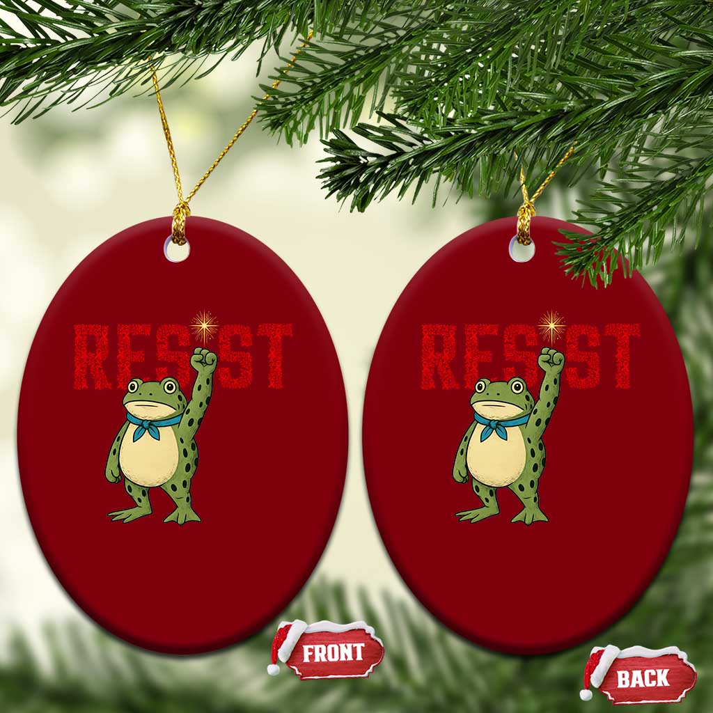 Resist Frog AIDS Awareness Ceramic Ornament Portland Activist Political Meme HIV Support Red Ribbon - Wonder Print Shop