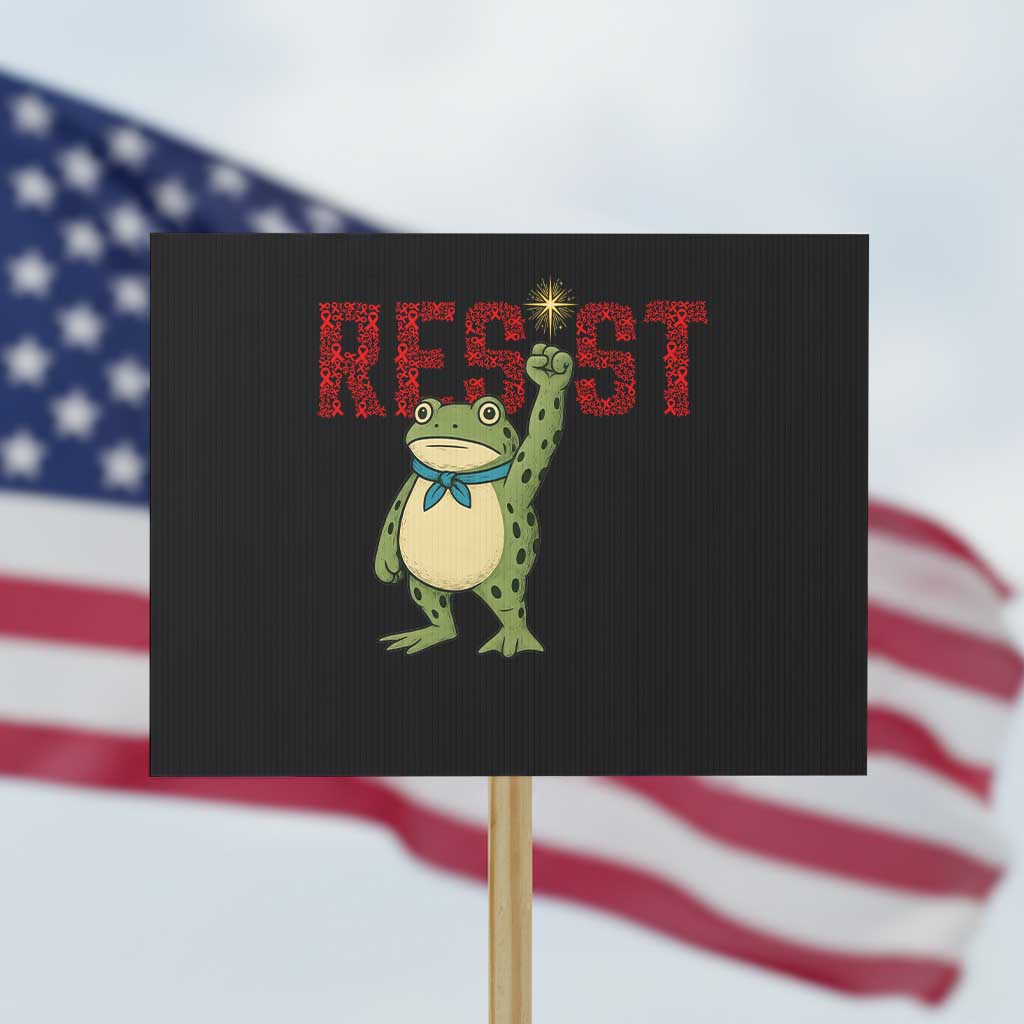 Resist Frog AIDS Awareness Protest Sign Portland Activist Political Meme HIV Support Red Ribbon - Wonder Print Shop
