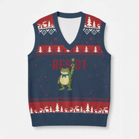 Resist Frog AIDS Awareness V-Neck Knit Sweater Vest Portland Activist Political Meme HIV Support Red Ribbon - Wonder Print Shop