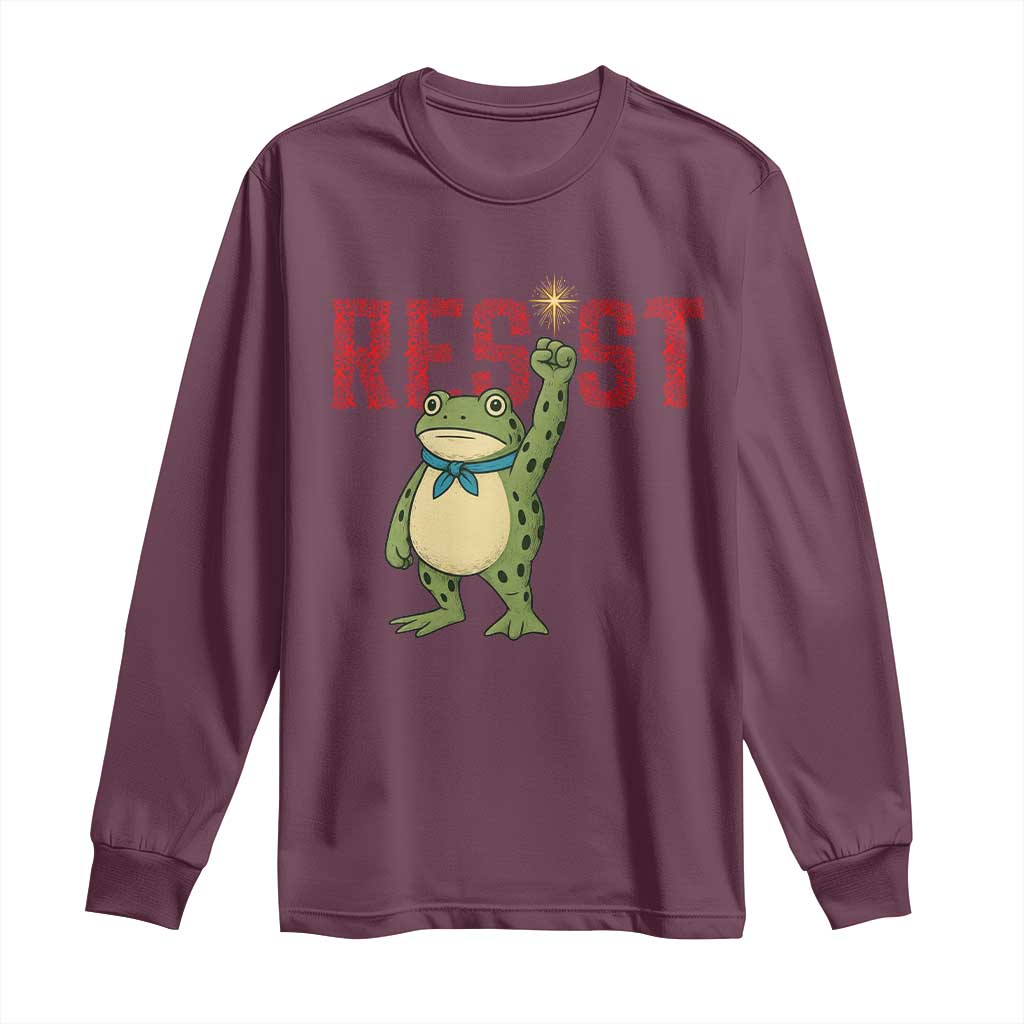 Resist Frog AIDS Awareness Long Sleeve Shirt Portland Activist Political Meme HIV Support Red Ribbon - Wonder Print Shop