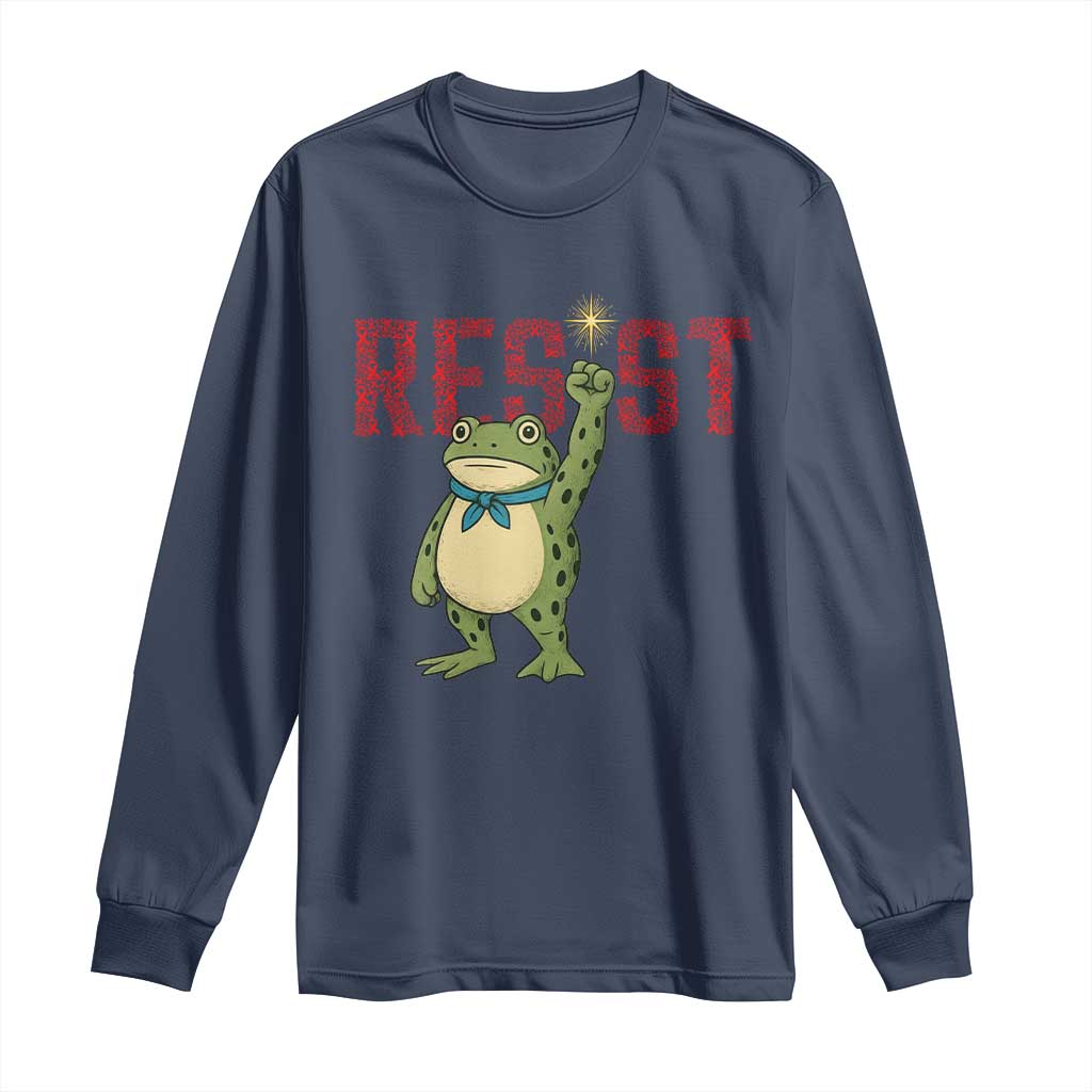 Resist Frog AIDS Awareness Long Sleeve Shirt Portland Activist Political Meme HIV Support Red Ribbon - Wonder Print Shop