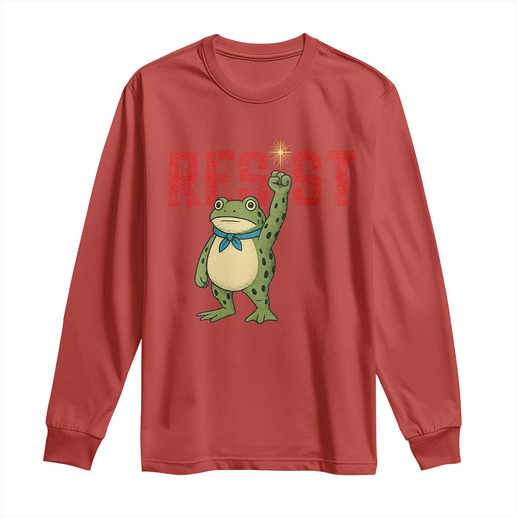 Resist Frog AIDS Awareness Long Sleeve Shirt Portland Activist Political Meme HIV Support Red Ribbon - Wonder Print Shop