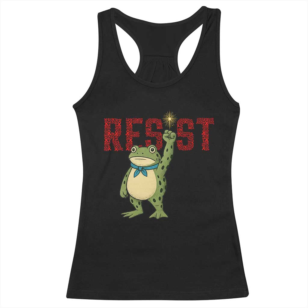 Resist Frog AIDS Awareness Racerback Tank Top Portland Activist Political Meme HIV Support Red Ribbon - Wonder Print Shop