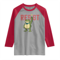 Resist Frog AIDS Awareness Raglan Shirt Portland Activist Political Meme HIV Support Red Ribbon - Wonder Print Shop