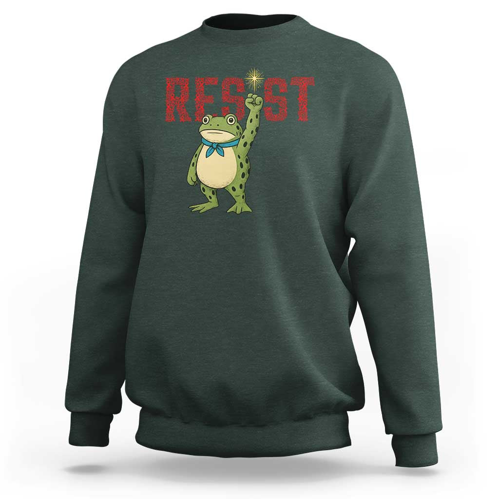 Resist Frog AIDS Awareness Sweatshirt Portland Activist Political Meme HIV Support Red Ribbon - Wonder Print Shop