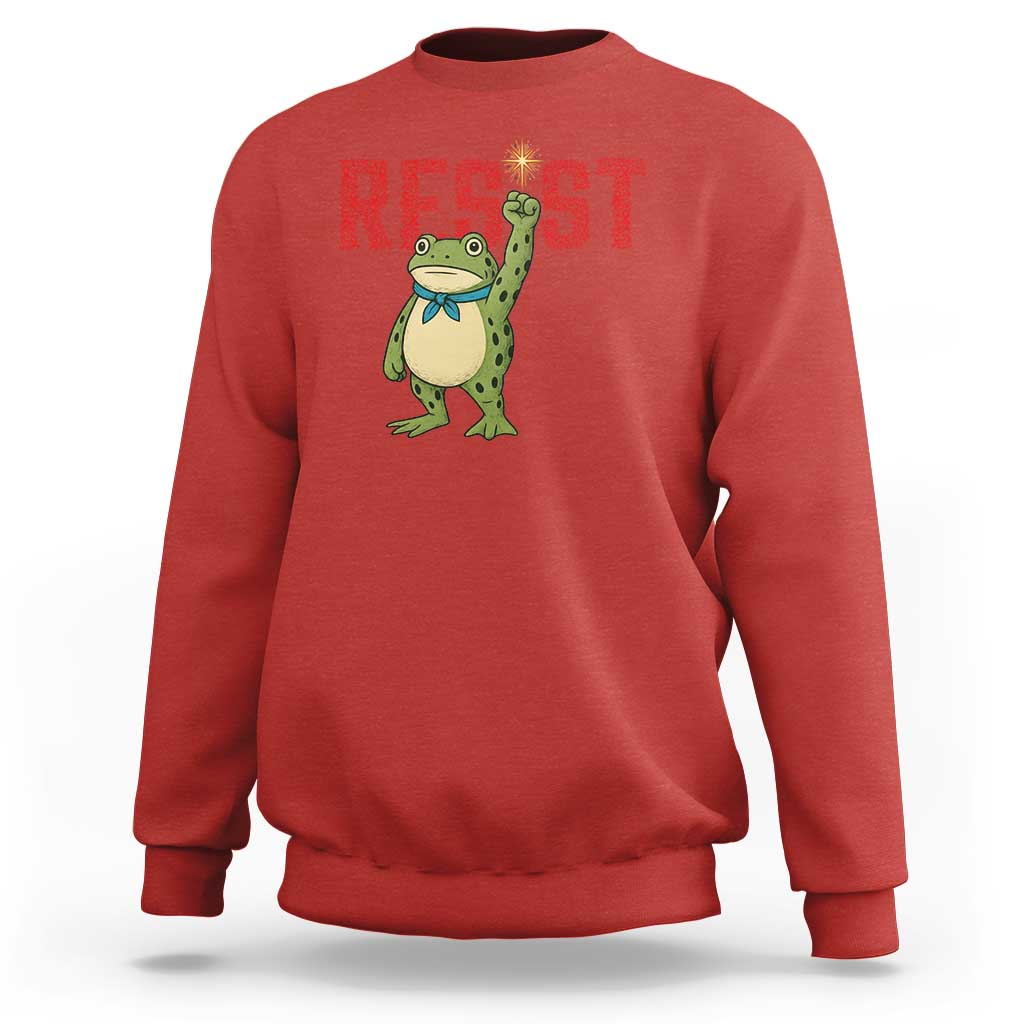 Resist Frog AIDS Awareness Sweatshirt Portland Activist Political Meme HIV Support Red Ribbon - Wonder Print Shop