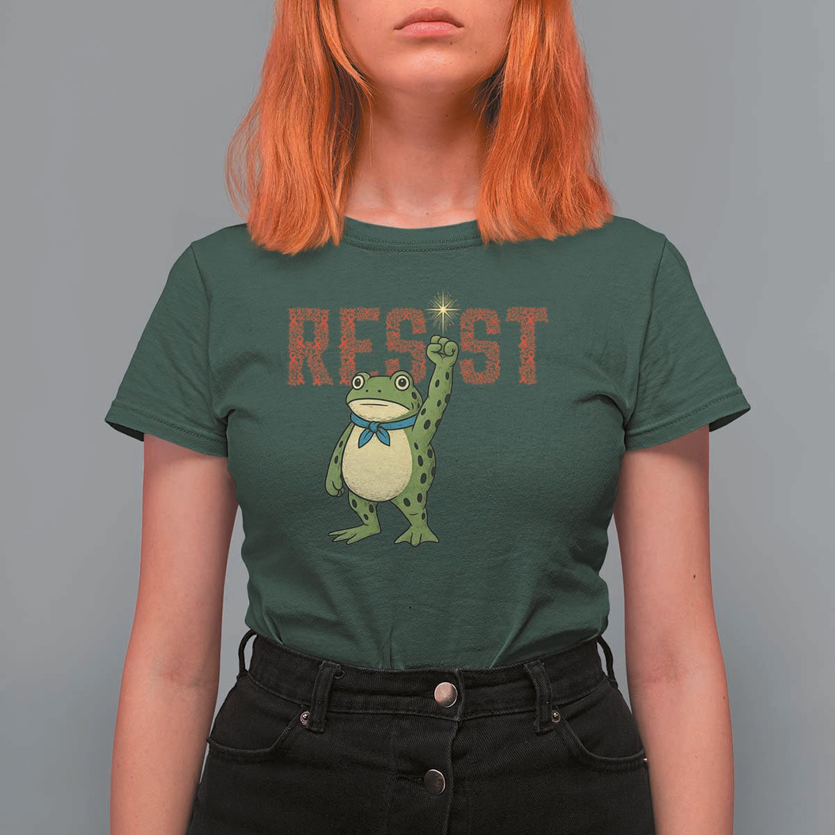 Resist Frog AIDS Awareness T Shirt For Women Portland Activist Political Meme HIV Support Red Ribbon - Wonder Print Shop
