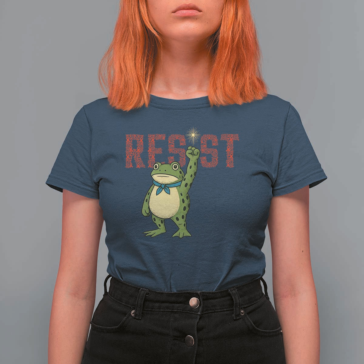 Resist Frog AIDS Awareness T Shirt For Women Portland Activist Political Meme HIV Support Red Ribbon - Wonder Print Shop