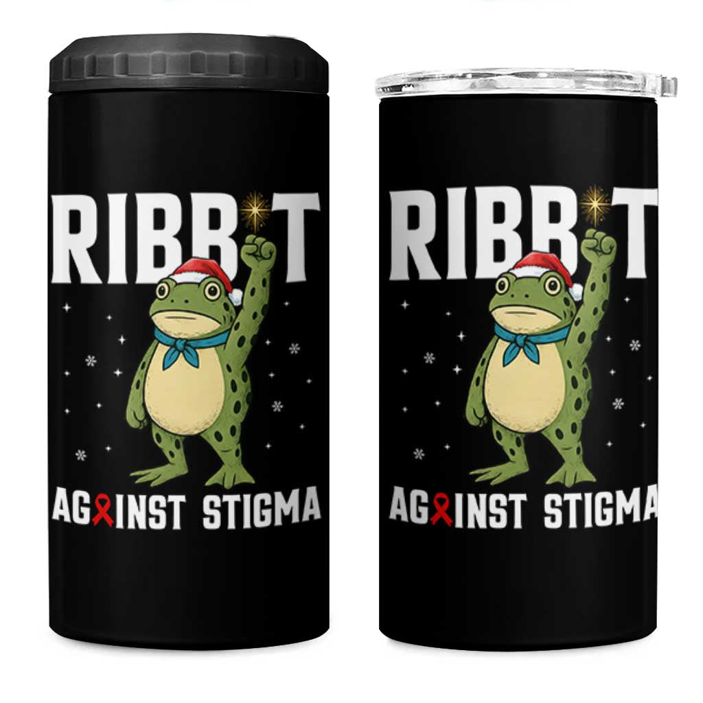 Resist Frog AIDS Awareness Christmas 4 in 1 Can Cooler Tumbler Funny Portland Activist Meme HIV Support Red Ribbon - Wonder Print Shop