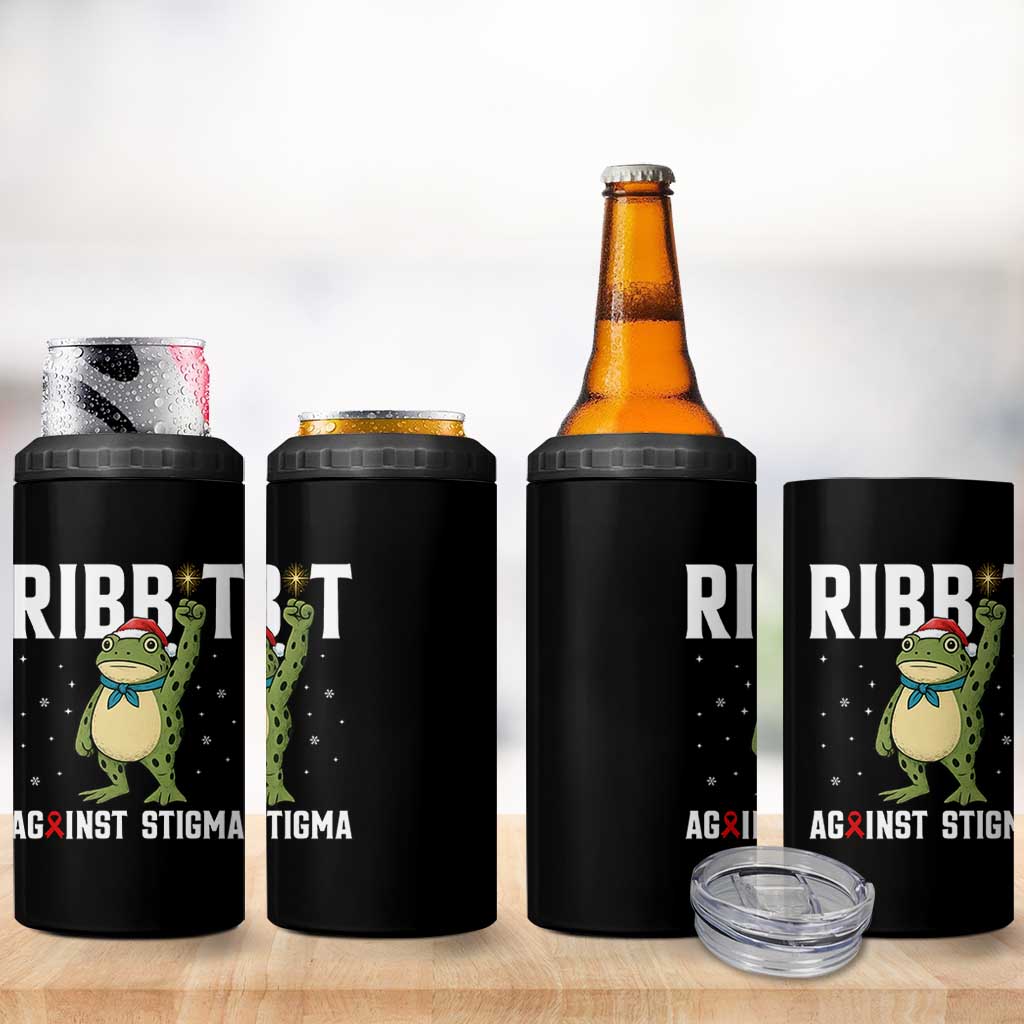 Resist Frog AIDS Awareness Christmas 4 in 1 Can Cooler Tumbler Funny Portland Activist Meme HIV Support Red Ribbon - Wonder Print Shop