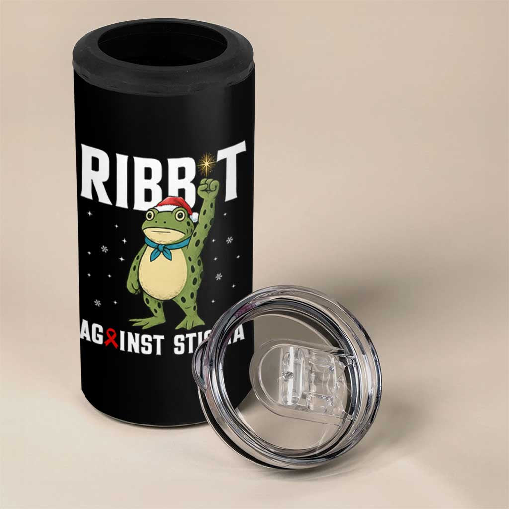 Resist Frog AIDS Awareness Christmas 4 in 1 Can Cooler Tumbler Funny Portland Activist Meme HIV Support Red Ribbon - Wonder Print Shop