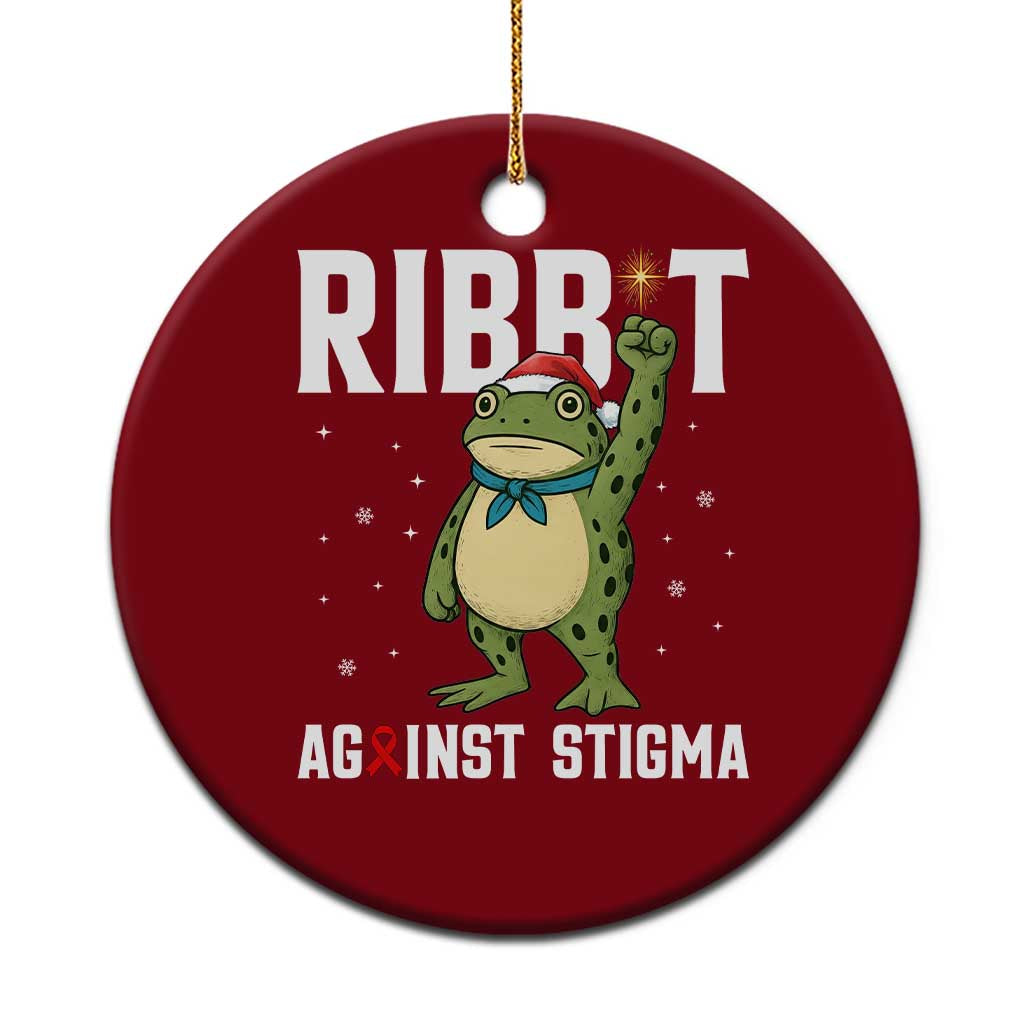 Resist Frog AIDS Awareness Xmas Ceramic Ornament Funny Portland Activist Meme HIV Support Red Ribbon - Wonder Print Shop