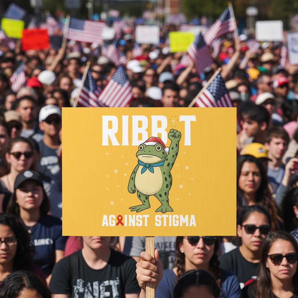 Resist Frog AIDS Awareness Christmas Protest Sign Funny Portland Activist Meme HIV Support Red Ribbon - Wonder Print Shop