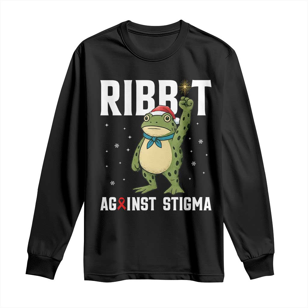 Resist Frog AIDS Awareness Christmas Long Sleeve Shirt Funny Portland Activist Meme HIV Support Red Ribbon - Wonder Print Shop