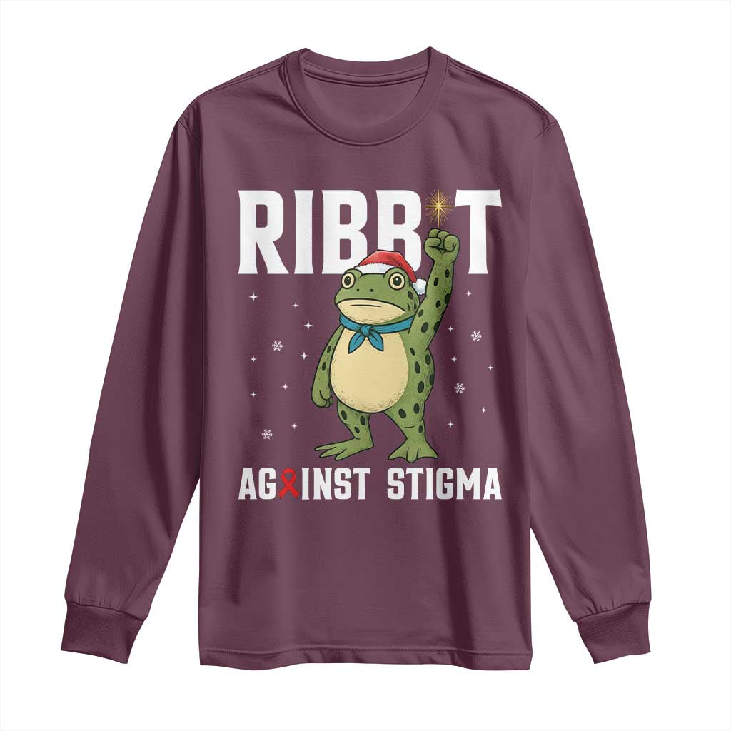 Resist Frog AIDS Awareness Christmas Long Sleeve Shirt Funny Portland Activist Meme HIV Support Red Ribbon - Wonder Print Shop