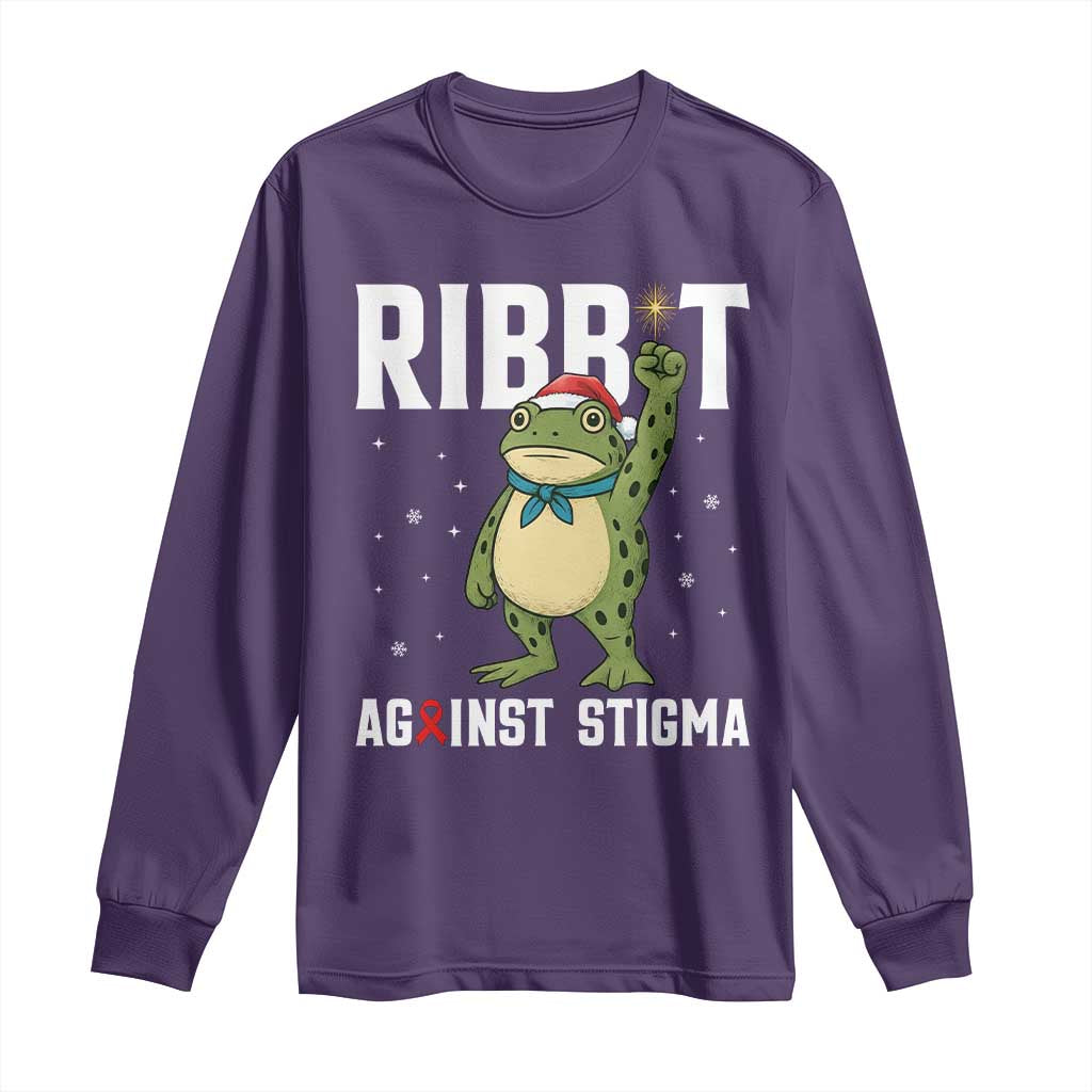 Resist Frog AIDS Awareness Christmas Long Sleeve Shirt Funny Portland Activist Meme HIV Support Red Ribbon - Wonder Print Shop