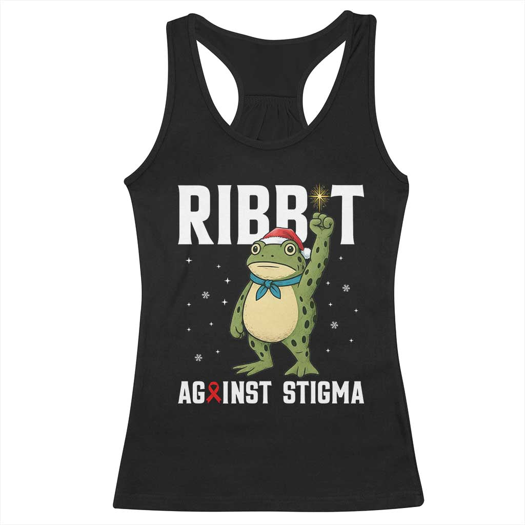 Resist Frog AIDS Awareness Christmas Racerback Tank Top Funny Portland Activist Meme HIV Support Red Ribbon - Wonder Print Shop
