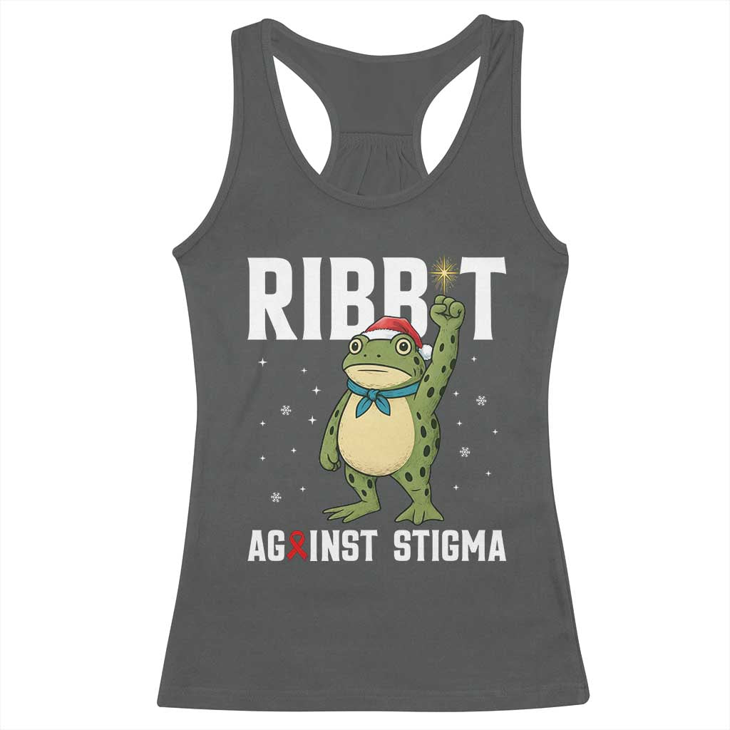Resist Frog AIDS Awareness Christmas Racerback Tank Top Funny Portland Activist Meme HIV Support Red Ribbon - Wonder Print Shop