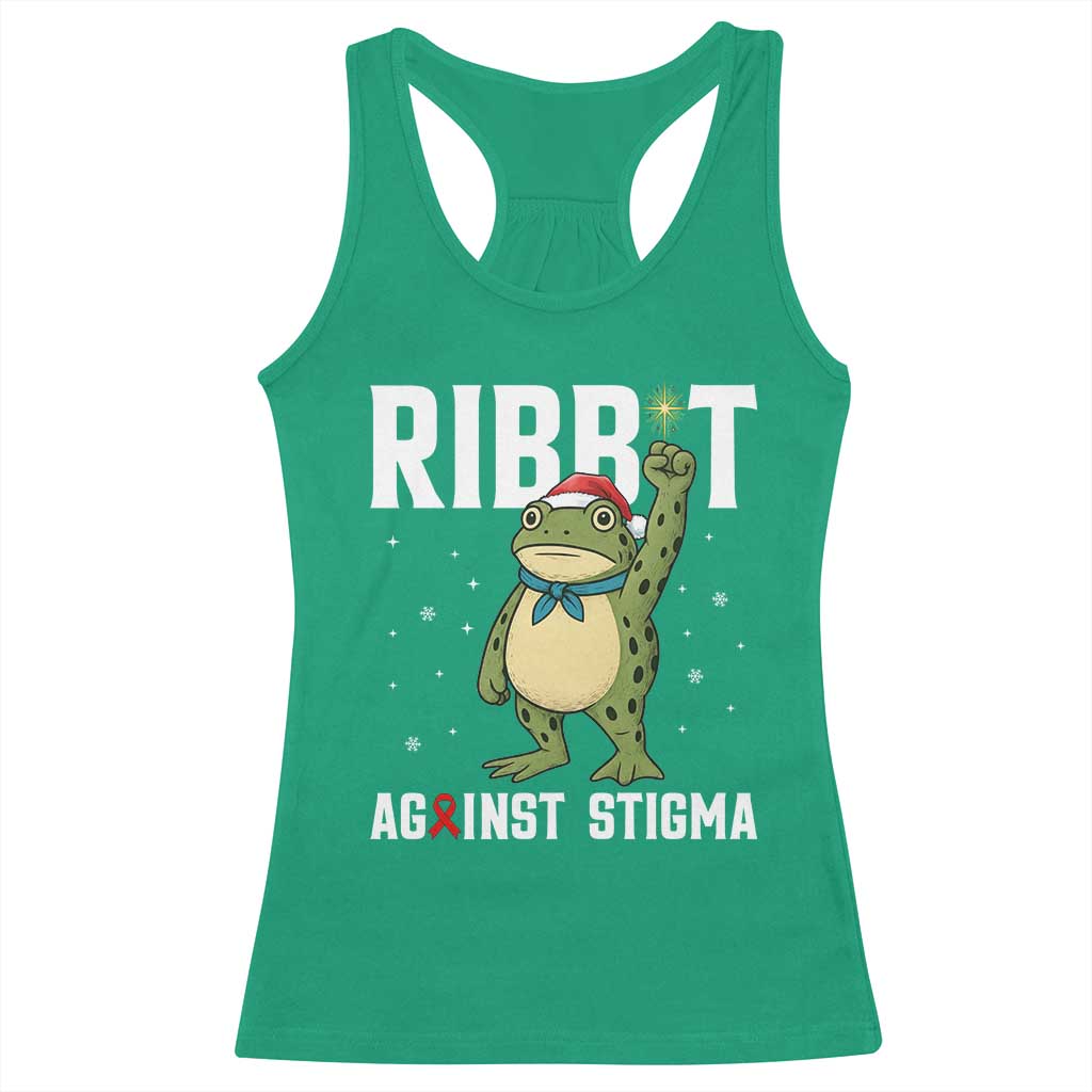 Resist Frog AIDS Awareness Christmas Racerback Tank Top Funny Portland Activist Meme HIV Support Red Ribbon - Wonder Print Shop